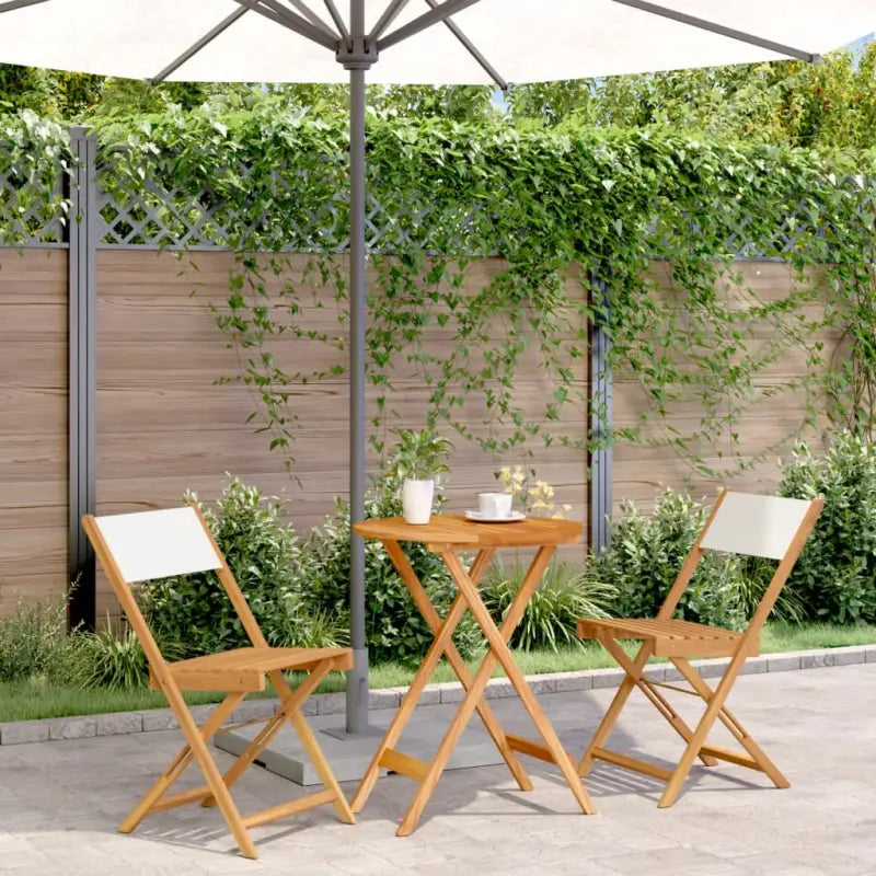 Tuinset van massief acaciahout voor buiten en terras ontspanning - Crème / 60 x 75 cm - Tuinsets