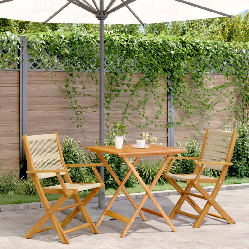 Tuinset van massief acaciahout voor gezellige buiten momenten - Beige / 70 x 70 x 75 cm - Tuinsets