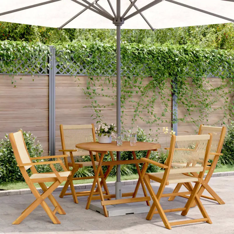 Tuinset van massief acaciahout voor gezellige buiten momenten - Beige / 90 x 75 cm - Tuinsets