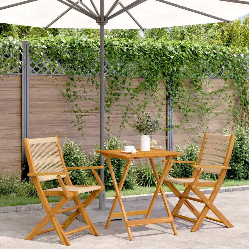 Tuinset van massief acaciahout voor gezellige buiten momenten - Beige / 60 x 60 x 75 cm - Tuinsets