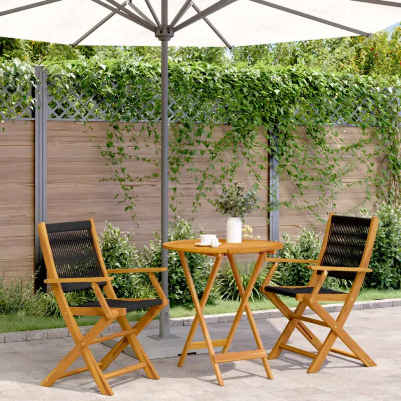 Tuinset van massief acaciahout voor gezellige buiten momenten - Zwart / 70 x 75 cm - Tuinsets