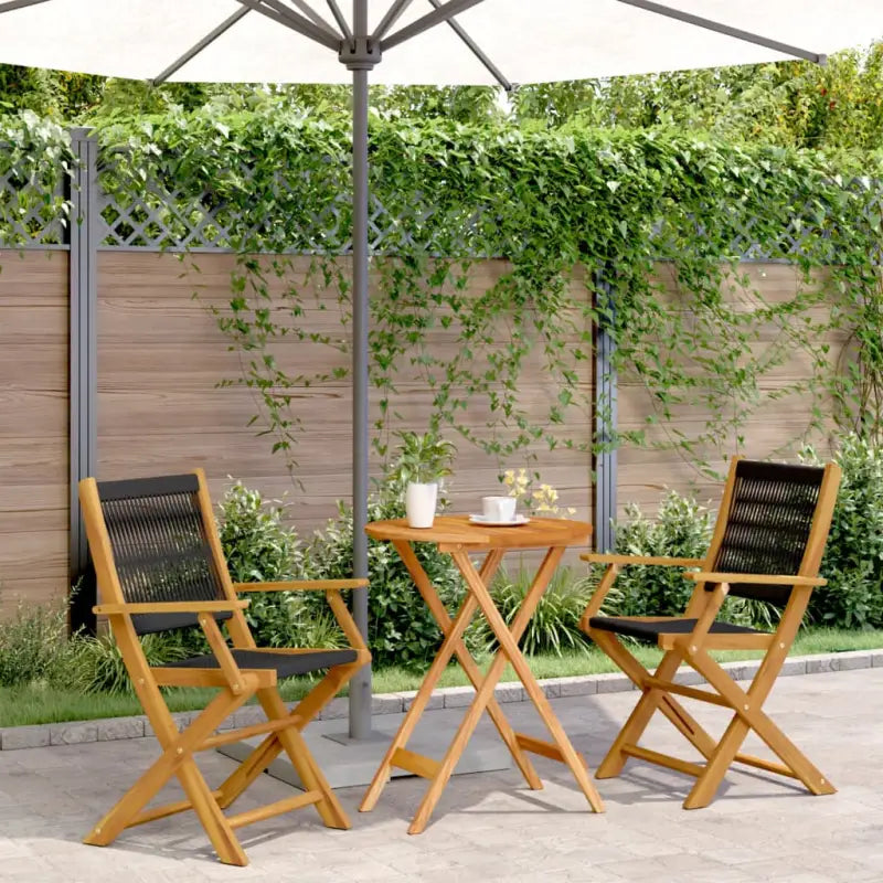 Tuinset van massief acaciahout voor gezellige buiten momenten - Zwart / 60 x 75 cm - Tuinsets