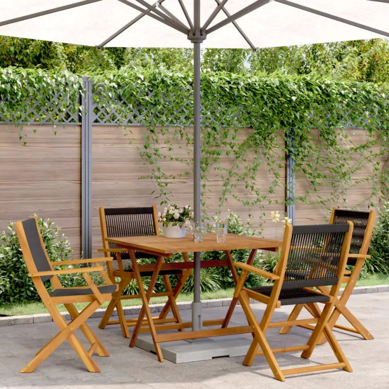 Tuinset van massief acaciahout voor gezellige buiten momenten - Zwart / 90 x 90 x 75 cm - Tuinsets