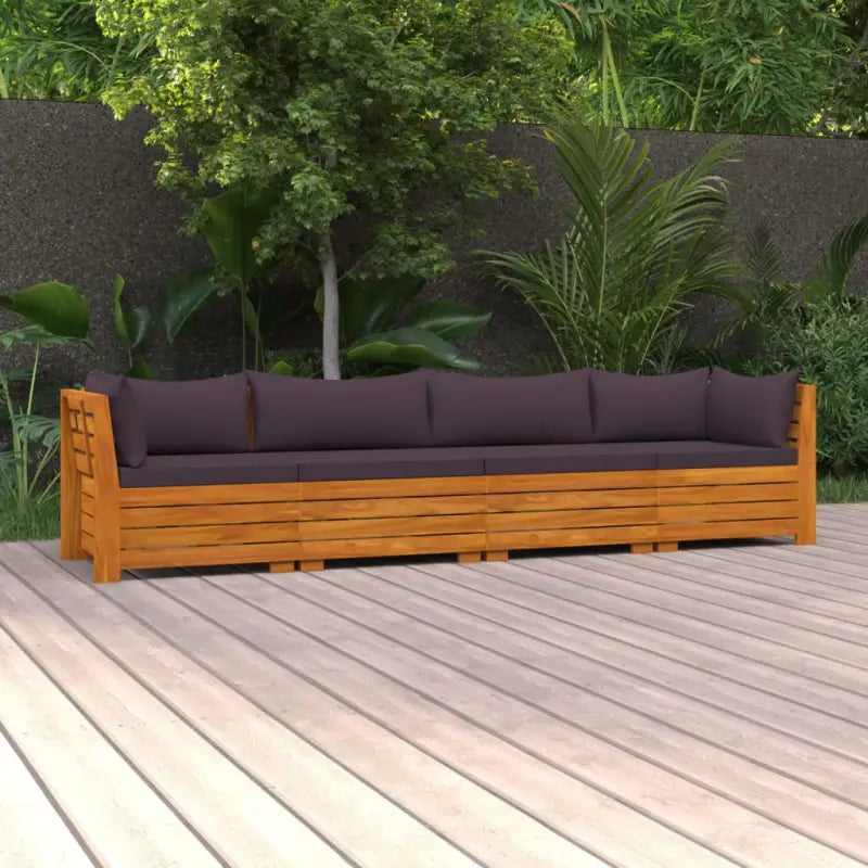 Tuinset van massief acaciahout voor ontspannen buitenplezier - Donkergrijs / 2x hoek + 2x midden - Tuinsets