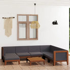 Tuinset van massief acaciahout voor stijl en functionaliteit - Donkergrijs / 3x hoek + 3x midden + voetensteun + Tafel