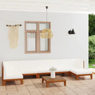 Tuinset van massief acaciahout voor stijl en functionaliteit - Crème / 2x hoek + 4x midden + voetensteun + Tafel