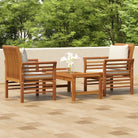 Tuinset van massief acaciahout voor stijl en functionaliteit - Crèmewit / 2x armstoel + tafel - Tuinsets