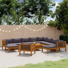 Tuinset van massief acaciahout voor stijlvolle ontspanning - Donkergrijs / 3x hoek + 5x midden + Fauteuil + 2x