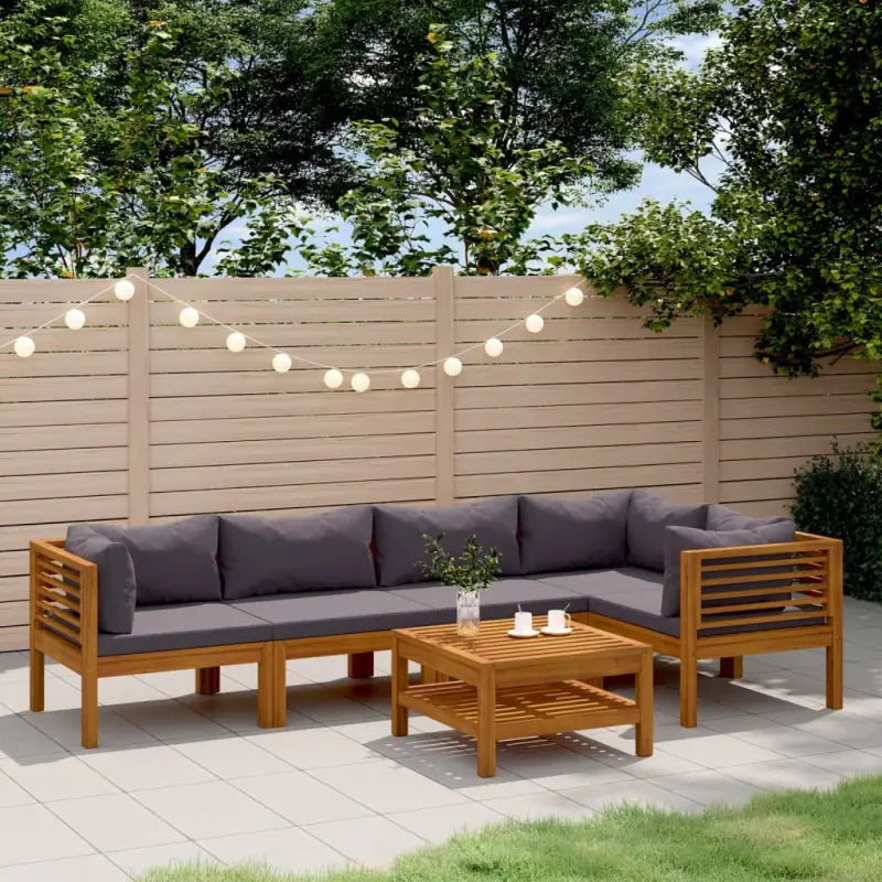 Tuinset van massief acaciahout voor stijlvolle ontspanning - Donkergrijs / 2x midden + 3x hoek + Tafel - Tuinsets