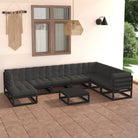 Tuinset van massief grenenhout met comfortabele rug en zijkussen - Zwart / Ja - Tuinsets