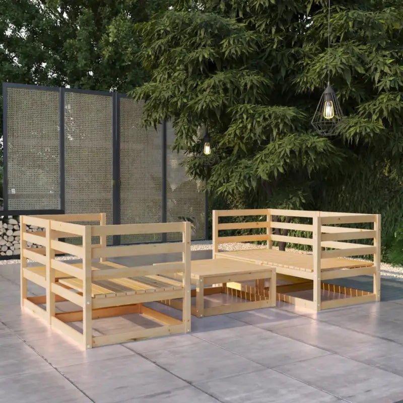 Tuinset van massief grenenhout met comfortabele rug en zijkussen - Naturel / Nee - Tuinsets