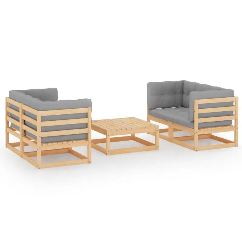 Tuinset van massief grenenhout met comfortabele rug en zijkussen - Tuinsets
