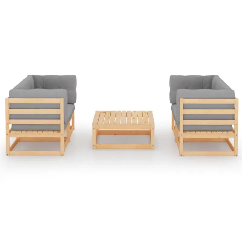Tuinset van massief grenenhout met comfortabele rug en zijkussen - Tuinsets