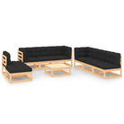 Tuinset van massief grenenhout met comfortabele rug en zijkussen - Naturel en antraciet / Ja - Tuinsets