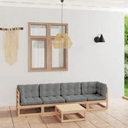 Tuinset van massief grenenhout met comfortabele rug- en zijkussens - Naturel / Ja - Tuinsets