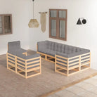Tuinset van massief grenenhout met comfortabele rug en zijkussens - Naturel / Ja - Tuinsets