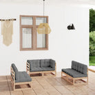 Tuinset van massief grenenhout met comfortabele rug- en zijkussens - Naturel / Ja - Tuinsets