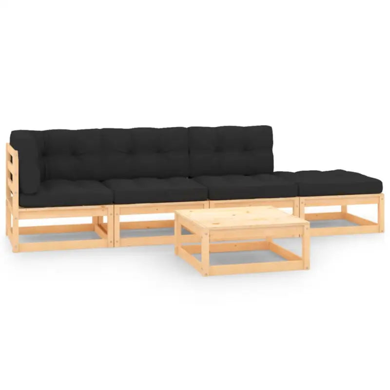Tuinset van massief grenenhout met comfortabele rug- en zijkussens - Naturel en antraciet / Ja - Tuinsets
