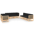 Tuinset van massief grenenhout met comfortabele rug en zijkussens - Naturel en antraciet / Ja - Tuinsets