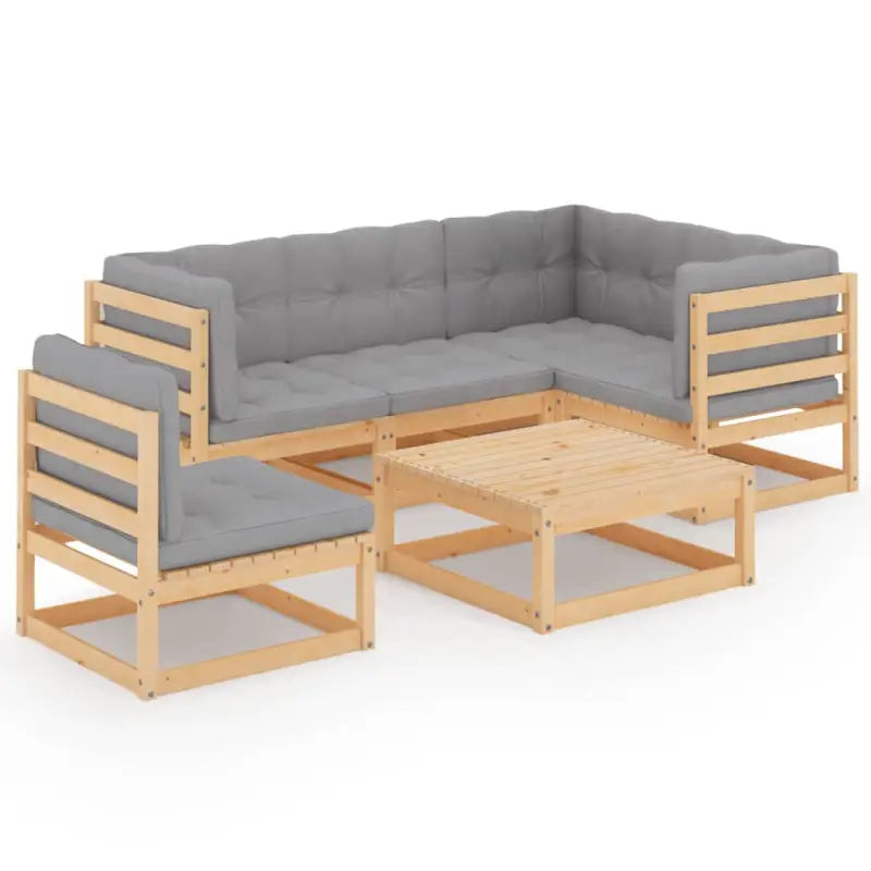 Tuinset van massief grenenhout met comfortabele rug en zijkussens - Tuinsets