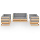 Tuinset van massief grenenhout met comfortabele rug- en zijkussens - Tuinsets