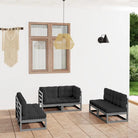 Tuinset van massief grenenhout met comfortabele rug- en zijkussens - Grijs / Ja - Tuinsets