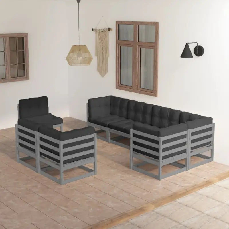 Tuinset van massief grenenhout met comfortabele rug en zijkussens - Tuinsets