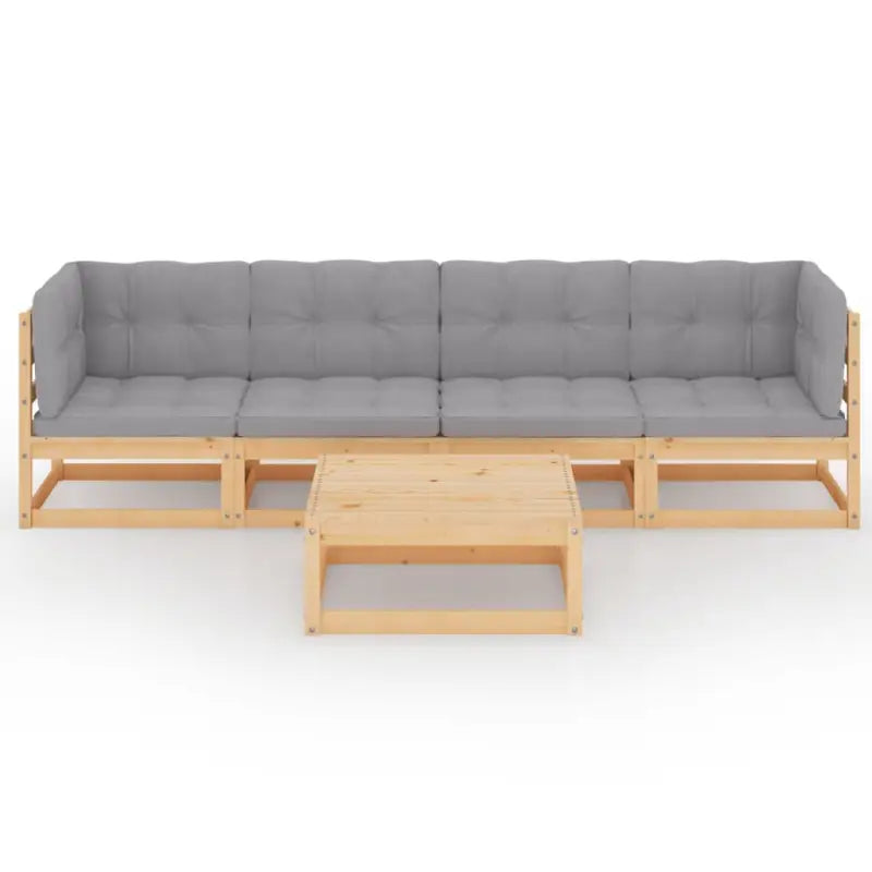 Tuinset van massief grenenhout met comfortabele rug- en zijkussens - Naturel / Ja - Tuinsets