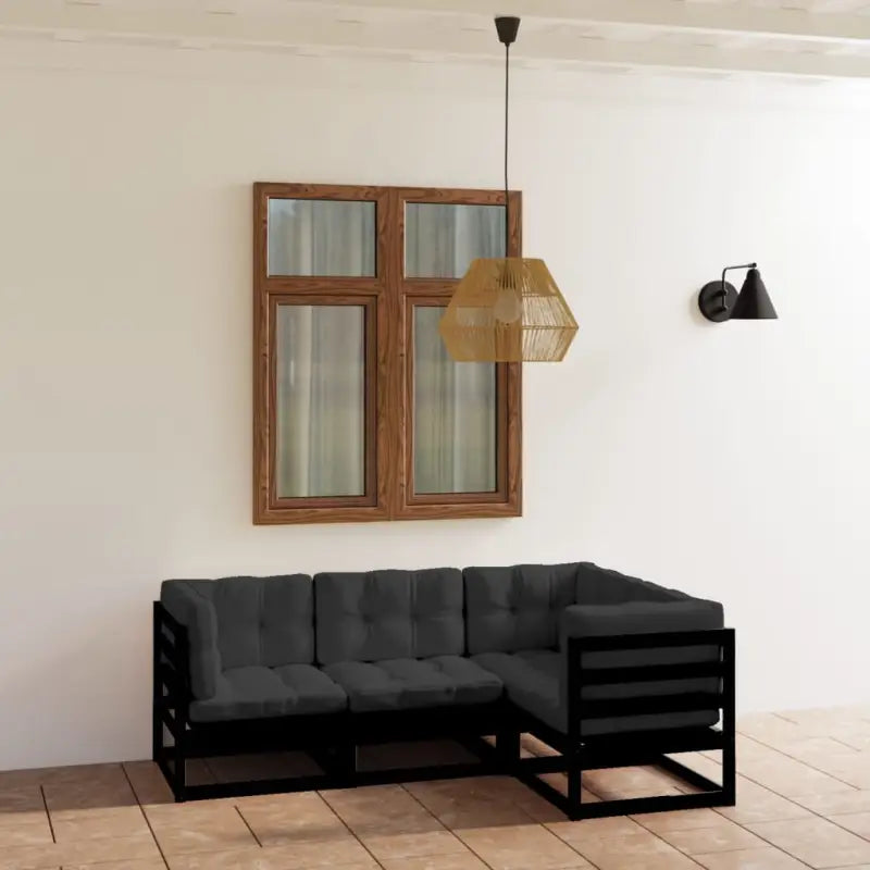 Tuinset van massief grenenhout met comfortabele rug- en zijkussens - Tuinsets