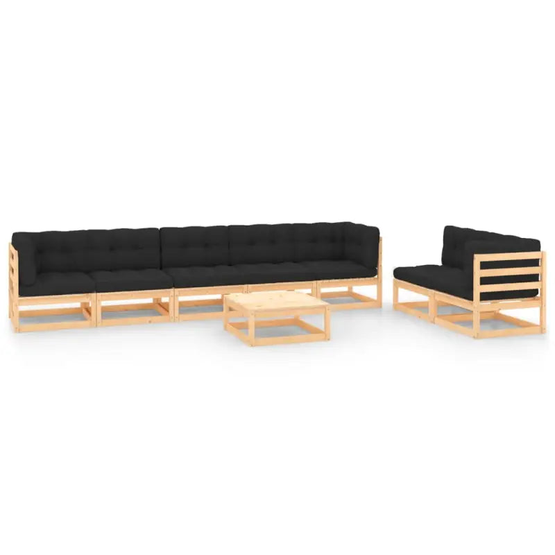 Tuinset van massief grenenhout met comfortabele rug- en zijkussens - Naturel en antraciet / Ja - Tuinsets