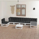 Tuinset van massief grenenhout met comfortabele rug- en zijkussens - Wit / Ja - Tuinsets