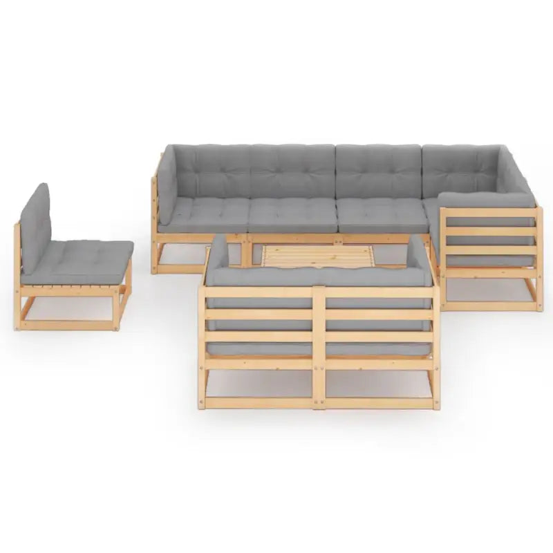 Tuinset van massief grenenhout met comfortabele rug en zijkussens - Tuinsets