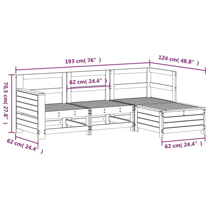 Tuinset van massief grenenhout met modulair ontwerp en comfortabele afmetingen - Tuinsets