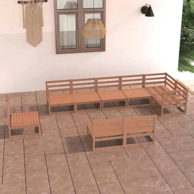 Tuinset van massief grenenhout met rug- en zijkussen voor comfort - Honingbruin / Nee - Tuinsets