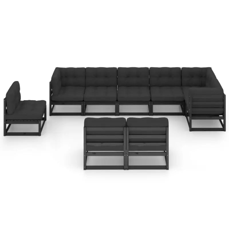 Tuinset van massief grenenhout met rug- en zijkussen voor comfort - Tuinsets