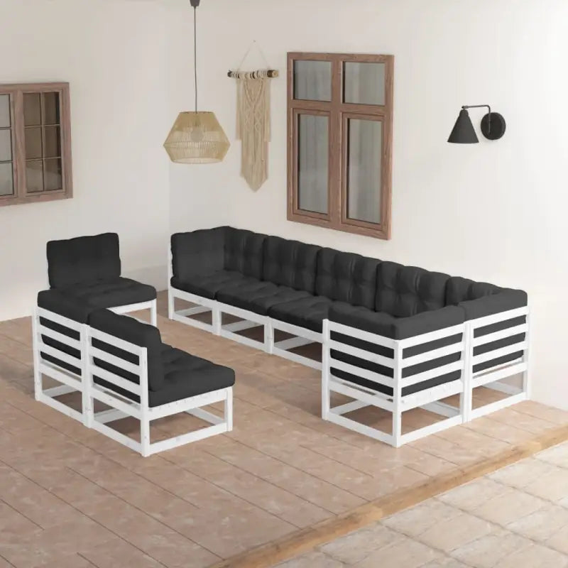 Tuinset van massief grenenhout met rug- en zijkussen voor comfort - Wit / Ja - Tuinsets
