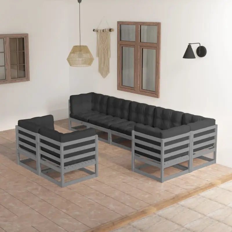 Tuinset van massief grenenhout met rug en zijkussen voor ontspannen tuinplezier - Tuinsets