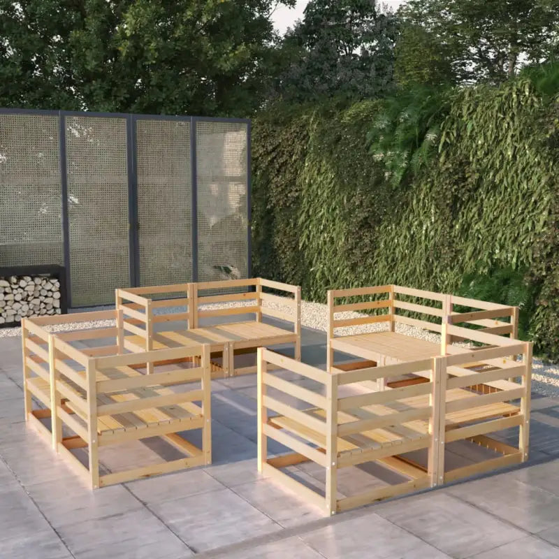 Tuinset van massief grenenhout met rug- en zijkussen voor ontspanning - Naturel / Nee - Tuinsets