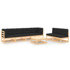 Tuinset van massief grenenhout met rug- en zijkussen voor ontspanning - Naturel en antraciet / Ja - Tuinsets