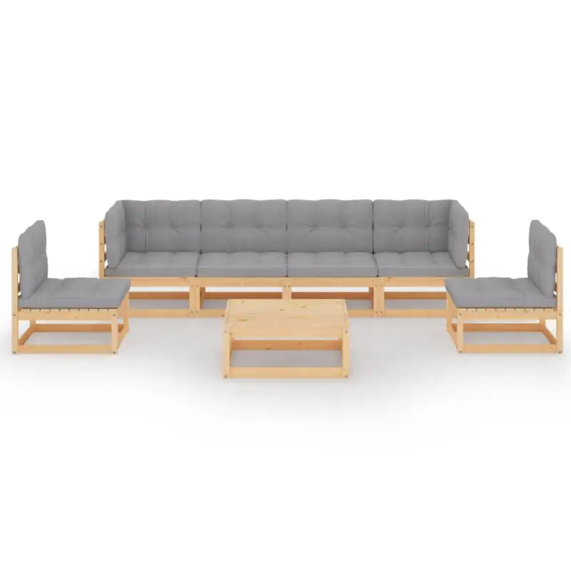 Tuinset van massief grenenhout met rug- en zijkussen voor ontspanning - Tuinsets