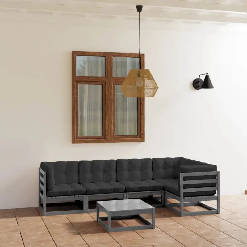 Tuinset van massief grenenhout met rug- en zijkussen voor ontspanning - Tuinsets