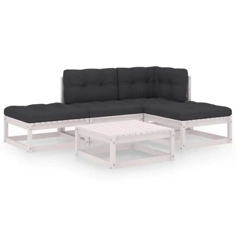 Tuinset van massief grenenhout met rug- en zijkussen voor ontspanning - Tuinsets