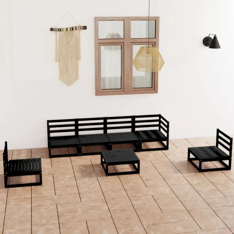 Tuinset van massief grenenhout met rug- en zijkussen voor ontspanning - Zwart / Nee - Tuinsets