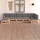 Tuinset van massief grenenhout met rug- en zijkussens voor ontspanning - Naturel / Ja - Tuinsets