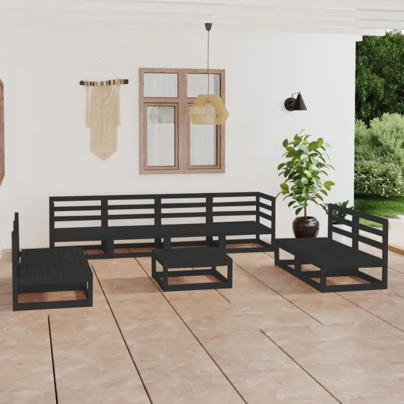 Tuinset van massief grenenhout met rug- en zijkussens voor ontspanning - Zwart / Nee - Tuinsets
