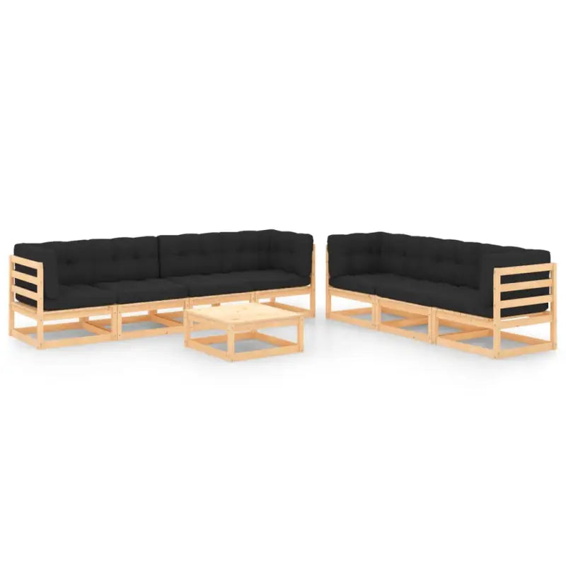 Tuinset van massief grenenhout met rug- en zijkussens voor ontspanning - Naturel en antraciet / Ja - Tuinsets