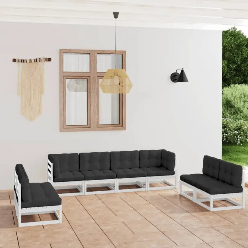 Tuinset van massief grenenhout met rug- en zijkussens voor ontspanning - Tuinsets