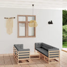 Tuinset van massief grenenhout met rug- en zijkussens voor ontspanning - Naturel / Ja - Tuinsets