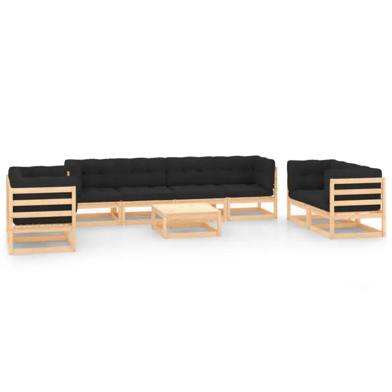 Tuinset van massief grenenhout met rug- en zijkussens voor ontspanning - Naturel en antraciet / Ja - Tuinsets