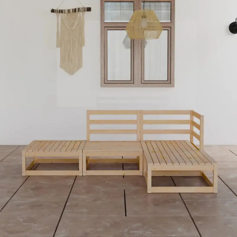 Tuinset van massief grenenhout met rug- en zijkussens voor comfortabel zitten - Naturel / Nee - Tuinsets